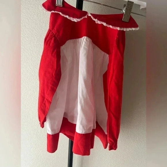 MAYFAIR vintage twirl toddler 24m Red Pinny Christmas cottage Pinafore dress 70s - Picture 12 of 12